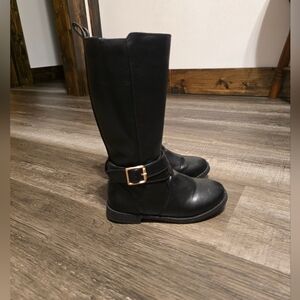 Black Leather Knee-High Boots